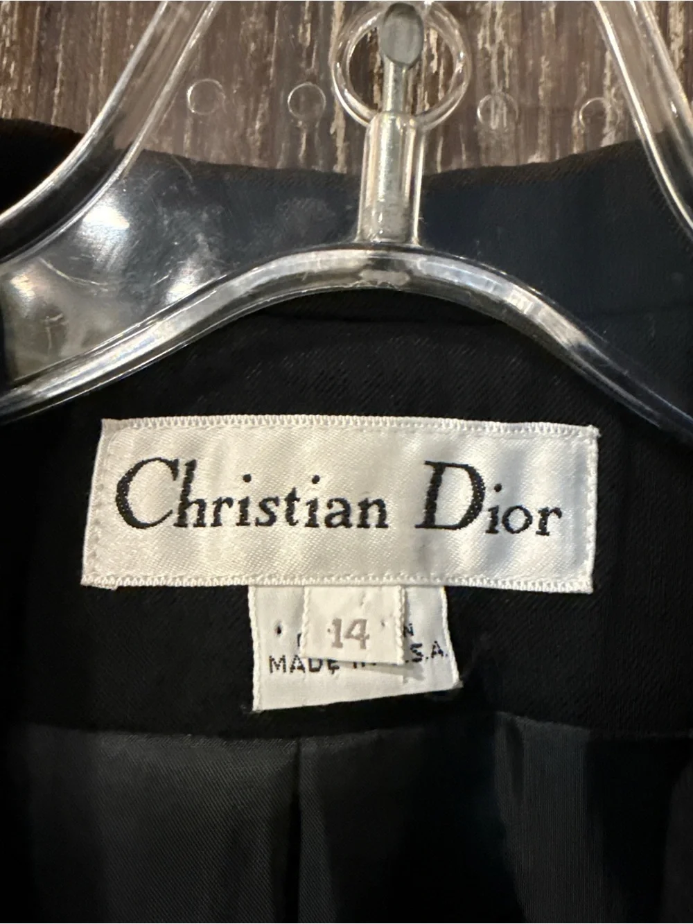 VINTAGE CHRISTIAN DIOR RED TRIM STATEMENT BUTTON BLAZER 14